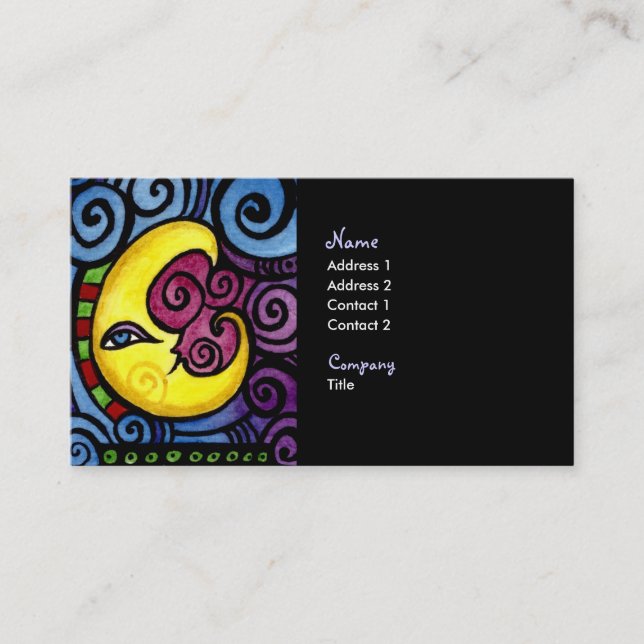 Swirly Moon Business Card (Front)