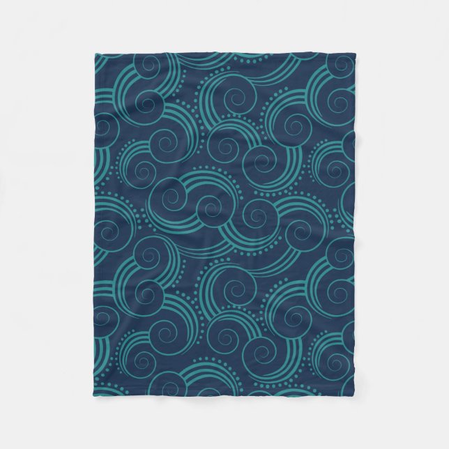 Swirly Ocean Waves Fleece Blanket (Front)