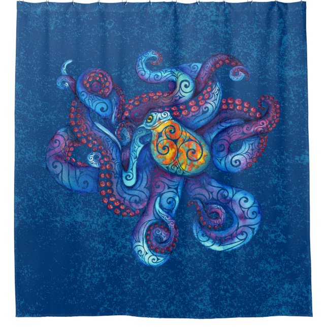 Swirly Octopus  Shower Curtain (Front)