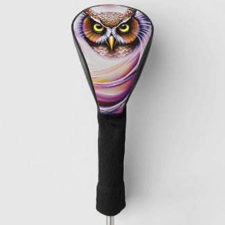 Swirly Oil Paint Splash Ornate Owl  Golf Head Cover