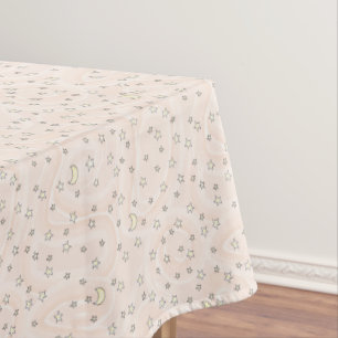 Swirly Orange Stars and Moons Baby Halloween Tablecloth