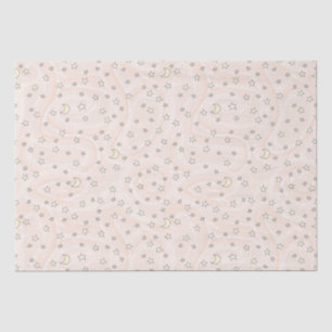 Swirly Pastel Orange Stars & Moons Tissue Paper