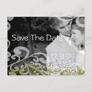 Swirly Photo Save The Date Announcement Postcard