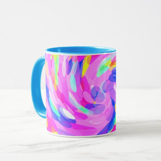 Swirly Pink Bright Bold Cheerful Colours Mug (Front Left)