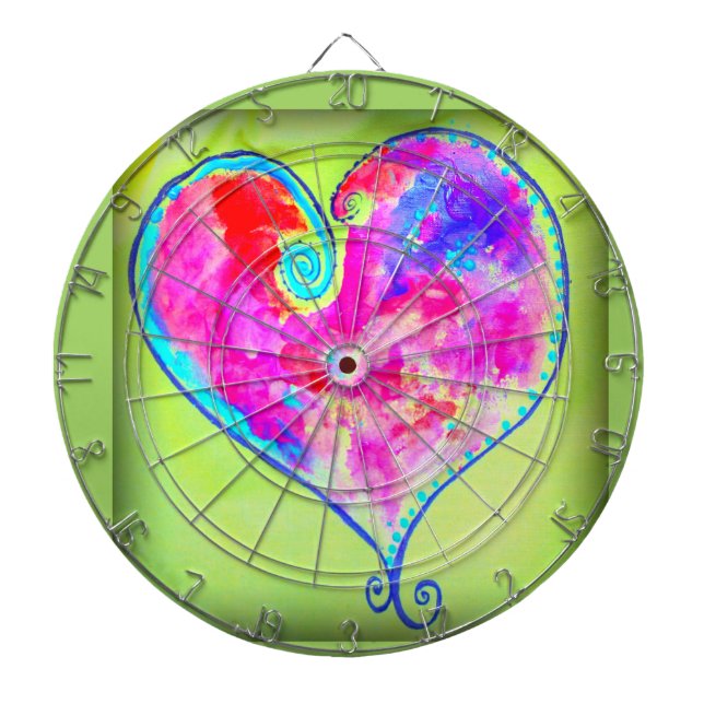 swirly pink heart dartboard (Front)