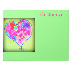 swirly pink heart notepad