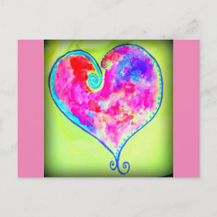 swirly pink heart postcard