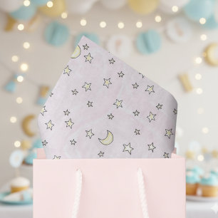 Swirly Pink Stars & Moons Tissue Paper