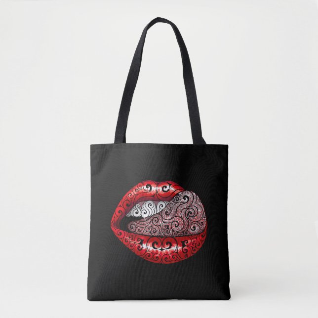 Swirly Precious Tongue Tote Bag (Front)