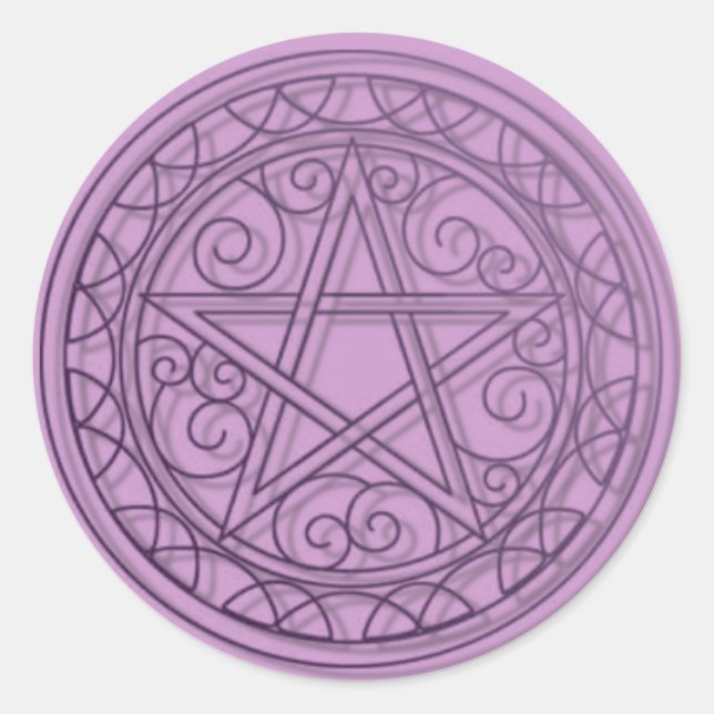 Swirly purple pentacle classic round sticker (Front)