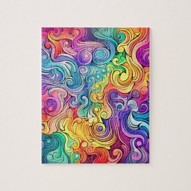 Swirly Rainbow Pride Jigsaw Puzzle (Vertical)