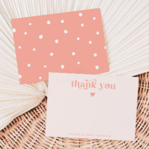 Swirly Retro Thank You Heart Blush Pink Card