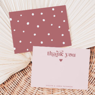 Swirly Retro Thank You Heart Dusty Rose Card