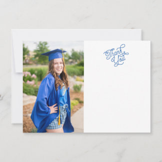 Swirly Script Thank You Graduation Photo Card