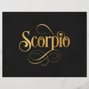 Swirly Script Zodiac Sign Scorpio Gold on Black Flyer