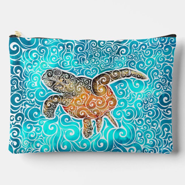 Swirly Sea-Turtle Accessory Pouch (Front)