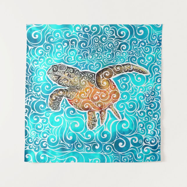 Swirly Sea-Turtle  Tapestry (Front)