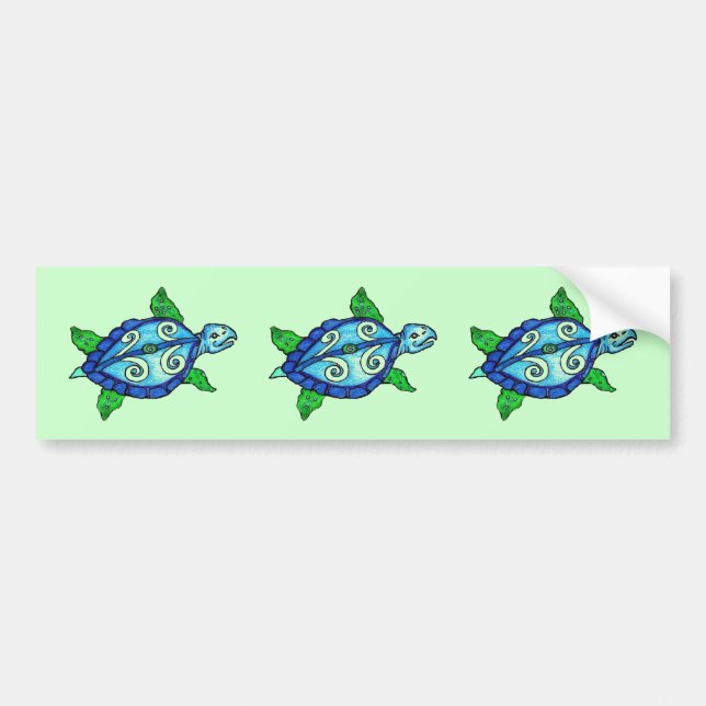 Swirly Sea Turtles Bumper Sticker (Front)