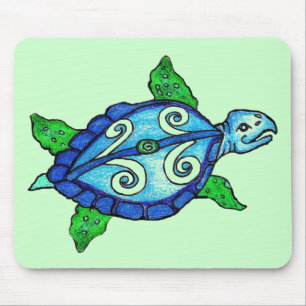 Swirly Sea Turtles Mouse Pad