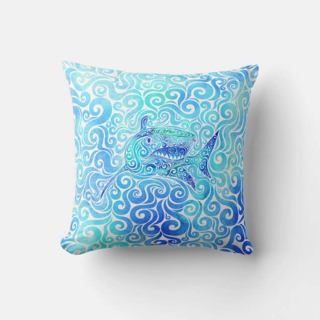 Swirly Shark Cushion (Front)