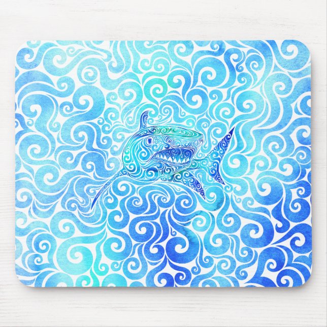Swirly Shark Mouse Pad (Front)