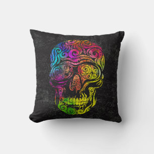 Swirly Skull  (colour) Cushion