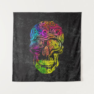 Swirly Skull  (colour) Tapestry