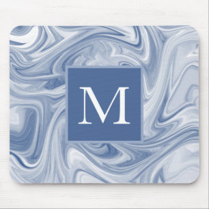 Swirly Slate Blue Abstract Mouse Pad