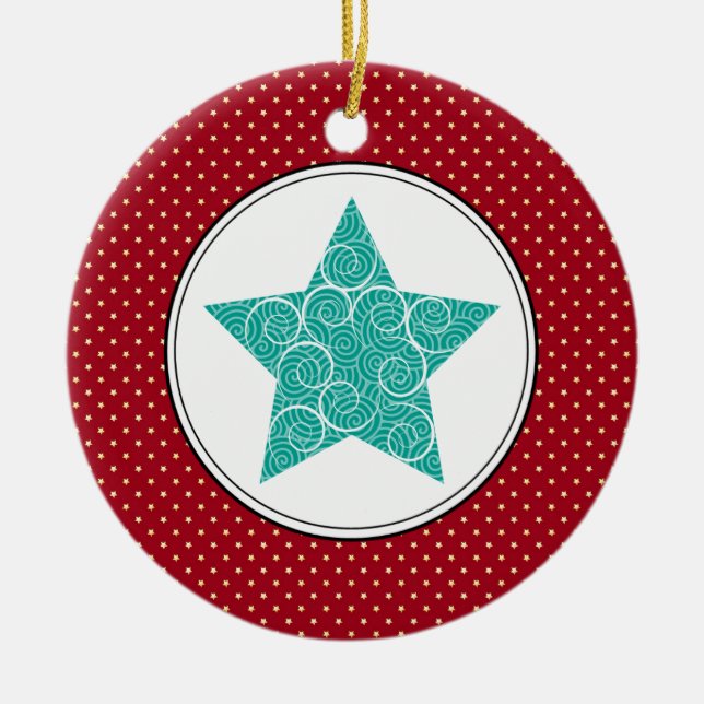 Swirly Star Ceramic Christmas Ornaments (Front)