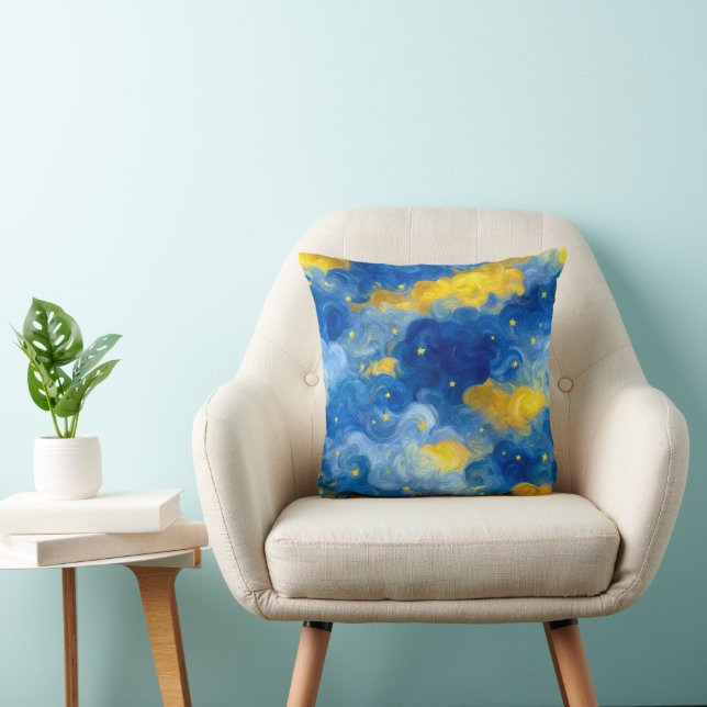 Swirly stars and sky abstract cushion (Chair)