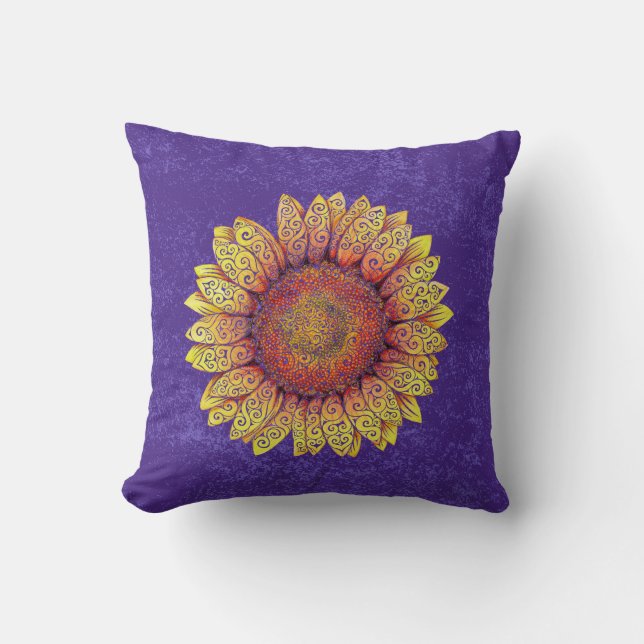 Swirly Sunflower Cushion (Front)