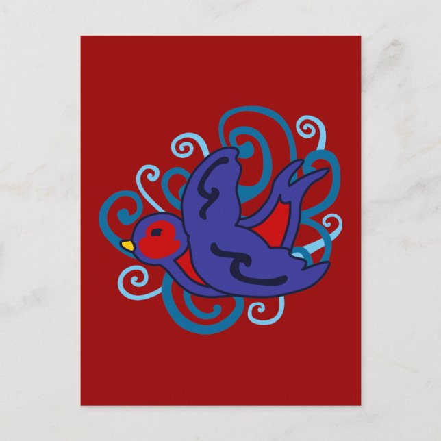 Swirly Swallow Postcard (Front)