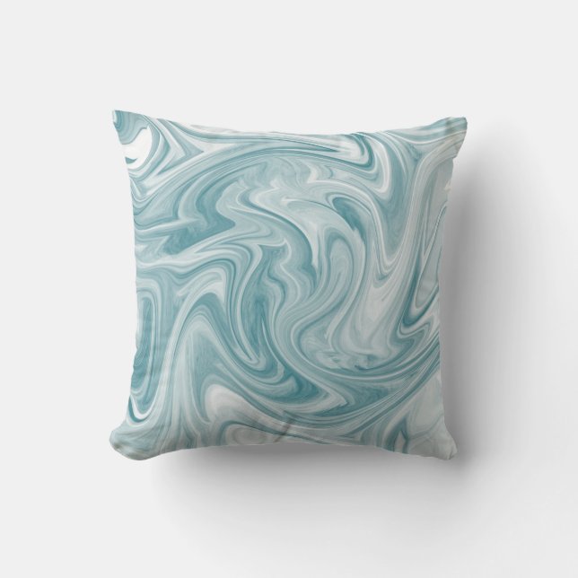 Swirly Teal Abstract Cushion (Front)