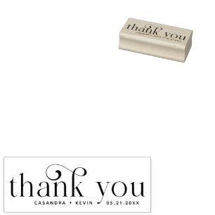 Swirly Thank You Wedding Rubber Stamp
