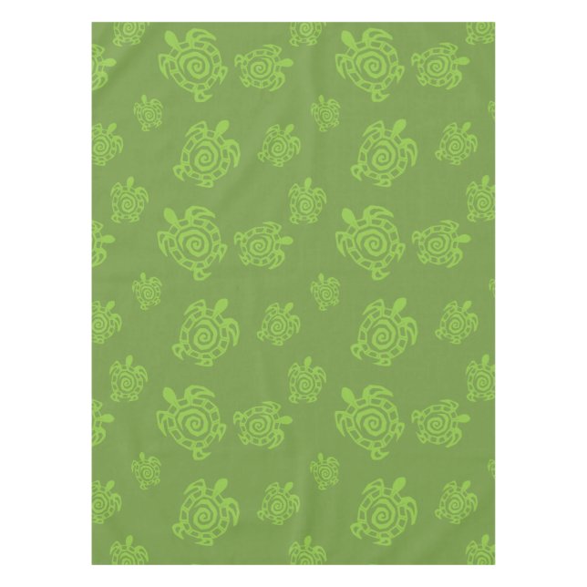 Swirly Turtle Green Pattern Tablecloth (Front)