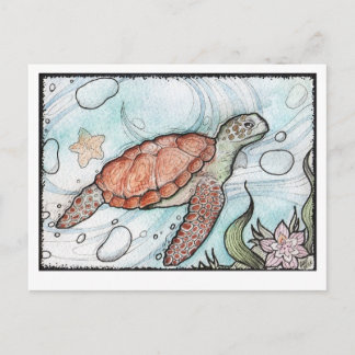 swirly Turtle Postcard