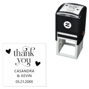 Swirly Typography Thank You Heart Wedding Self-inking Stamp