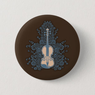 Swirly Violin 6 Cm Round Badge