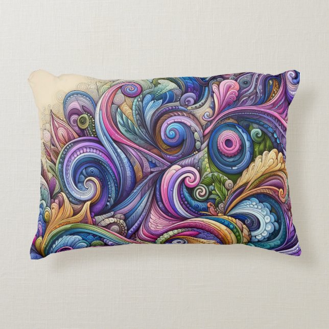 Swirly Whirly Colour Burst  Decorative Cushion (Front)