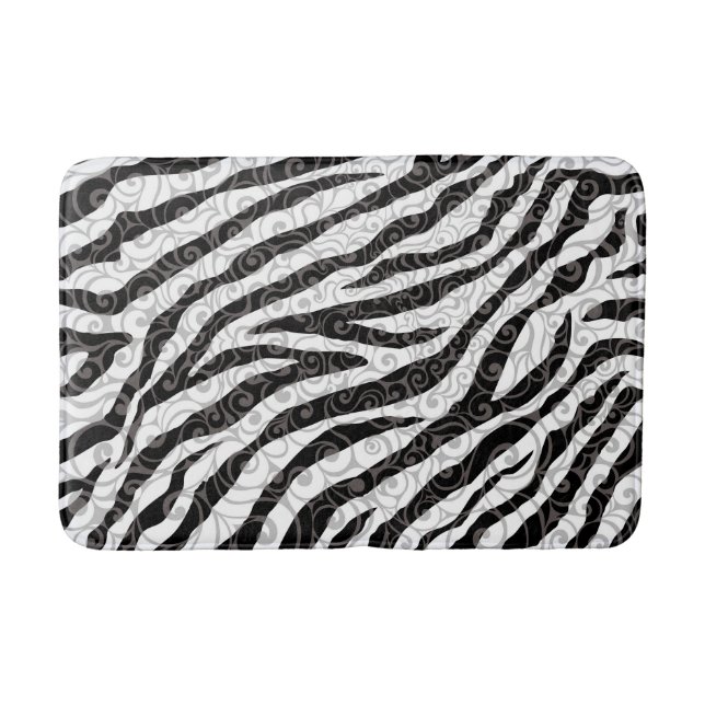 Swirly Zebra Design Bath Mat (Front)