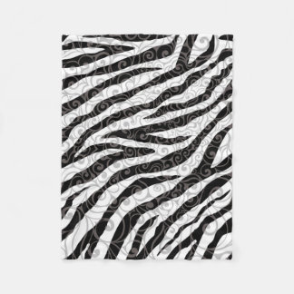 Swirly Zebra Design Fleece Blanket
