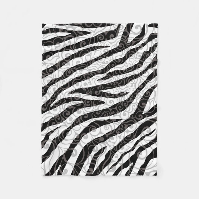 Swirly Zebra Design Fleece Blanket (Front)
