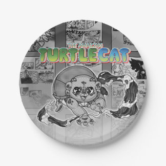 Swish-a-wssshh Actiony Turtlecat Manga Toned Paper Plate