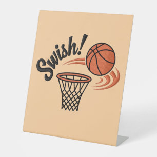 Swish Slam Dunk: Vintage Basketball Style Pedestal Sign