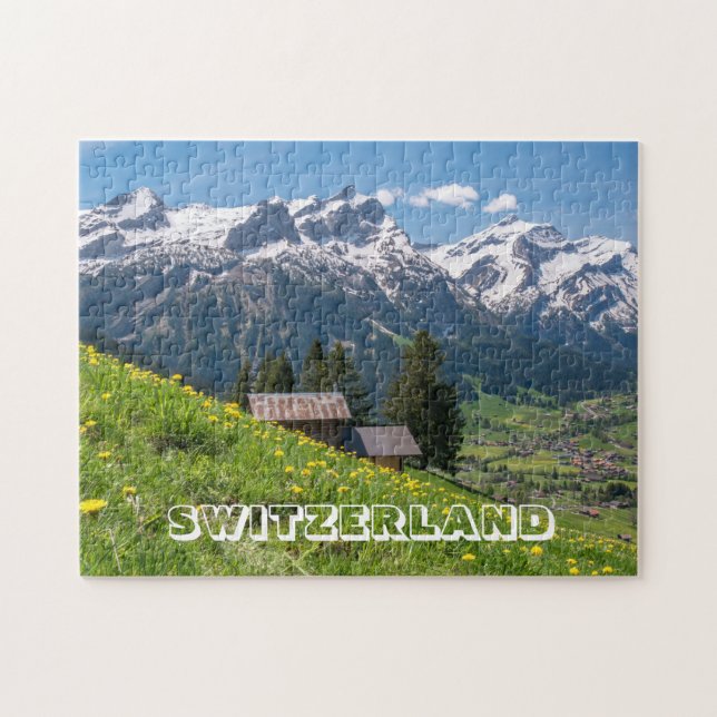Swiss Alpine Mountain Landscape Jigsaw Puzzle (Horizontal)