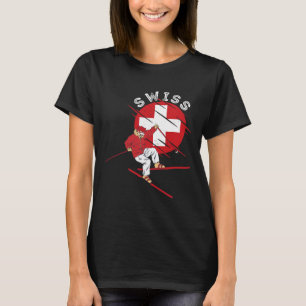 Swiss Alpine Skiing Schweiz Roots Switzerland Flag T-Shirt