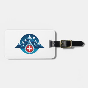Swiss Alps Illustration Luggage Tag