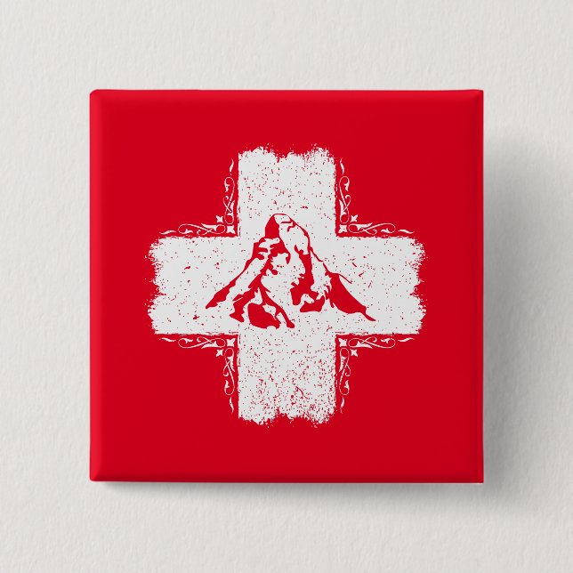 Swiss Alps Matterhorn - Switzerland  15 Cm Square Badge (Front)