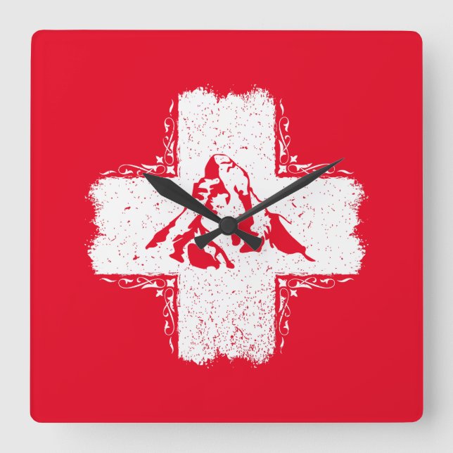 Swiss Alps Matterhorn - Switzerland  Square Wall Clock (Front)