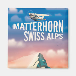 Swiss Alps Matterhorn travel poster Magnet